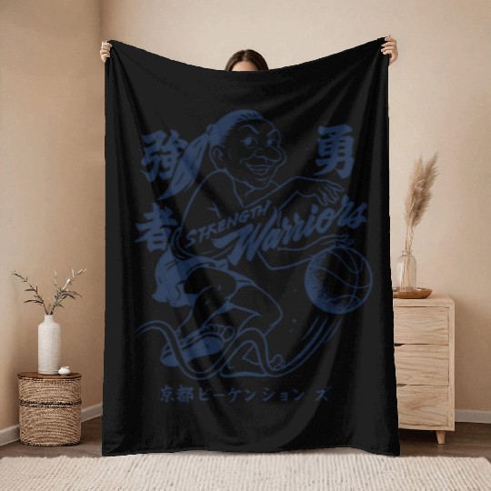 Vintage Japanese Philadephia Warriors Basketball Throw Blankets