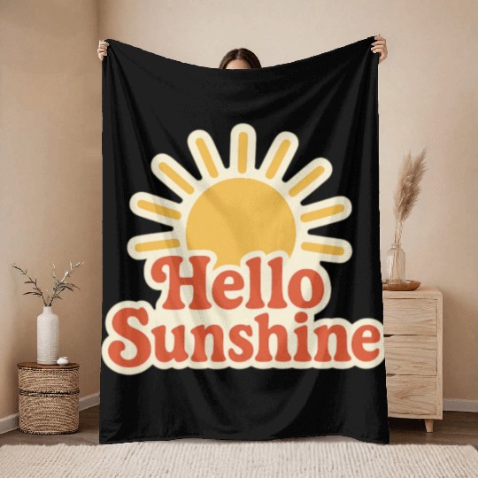 Sunrise Hello Sunshine Illustration Throw Blankets