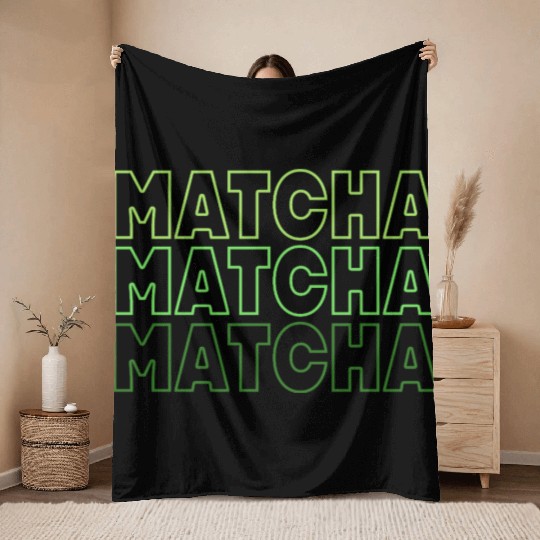Matcha Japanese Tea Drinker Throw Blankets