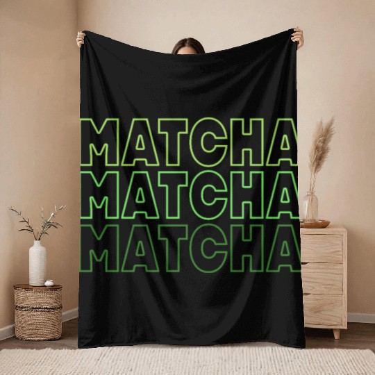 Matcha Japanese Tea Drinker Throw Blankets