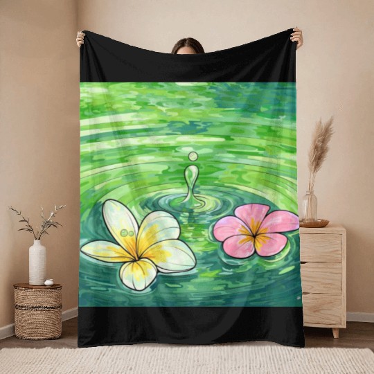 Serene Water Lilies Watercolor Design Throw Blankets