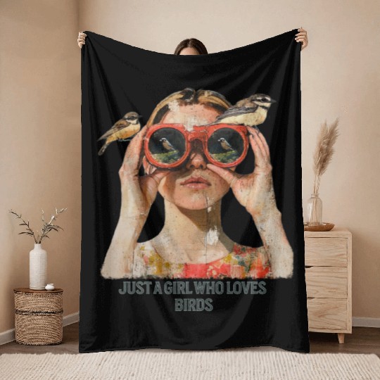 Just a Girl who loves Birds - Birdwatching Throw Blankets