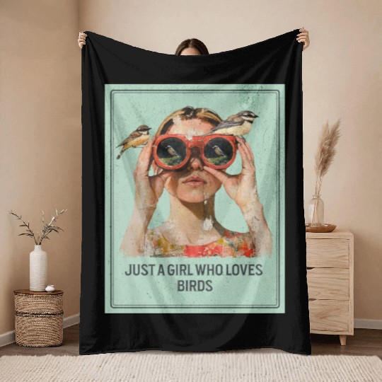 Just a Girl who loves Birds - Birdwatching Throw Blankets