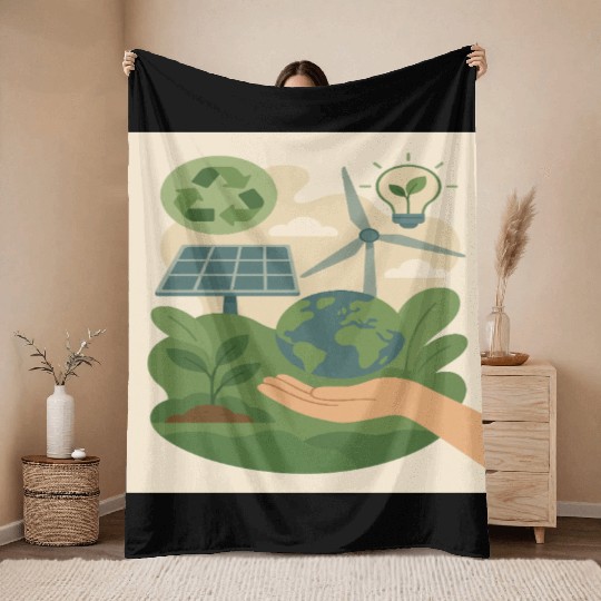 Eco-Friendly Earth Conservation Design Throw Blankets