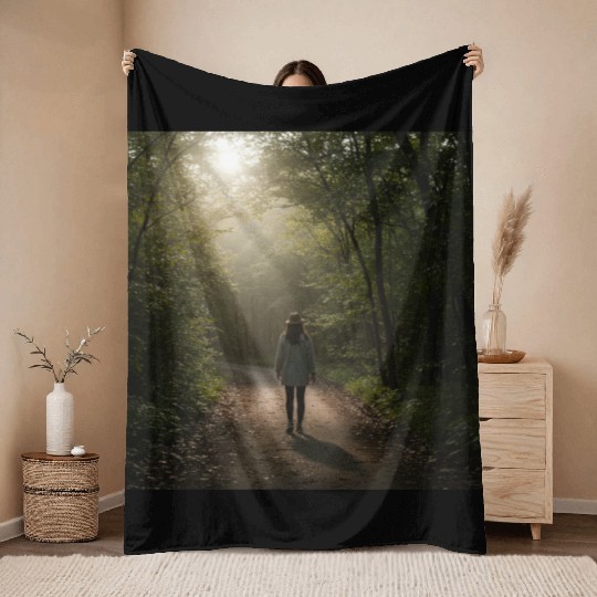 Enchanted Forest Path Illustration Throw Blankets