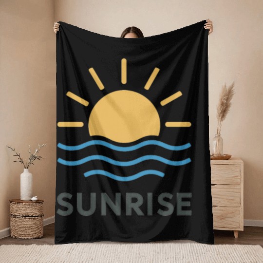 Elegant Sunrise Ocean Scene Design Throw Blankets