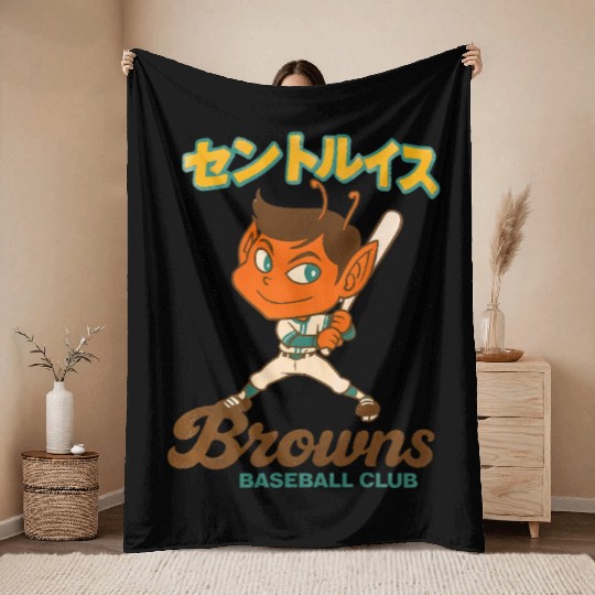 Vintage St Louis Browns Baseball Japan Version Throw Blankets