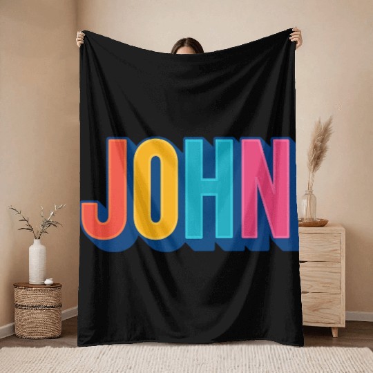 Vibrant Color Block Name Art Throw Blankets
