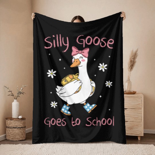 Silly Goose Back to School Funny Throw Blankets
