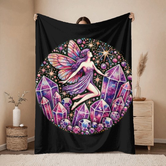 Amethyst Fairy – Mystical Purple Fantasy Spirit wi Throw Blankets