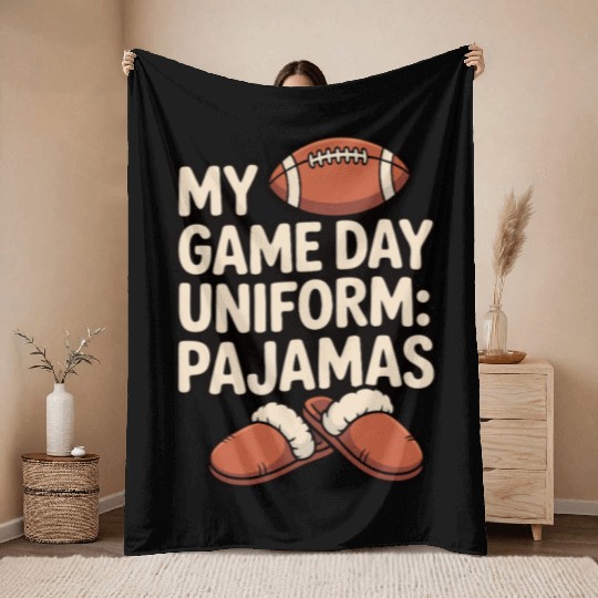 Game Day Pajama Humor Graphic Throw Blankets