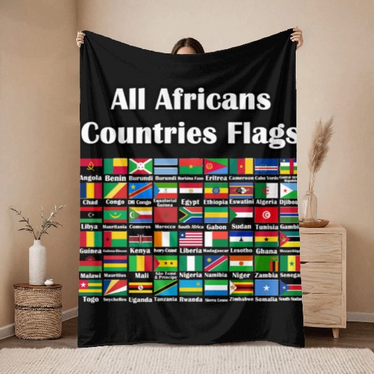 All Africans Countries Flags Throw Blankets