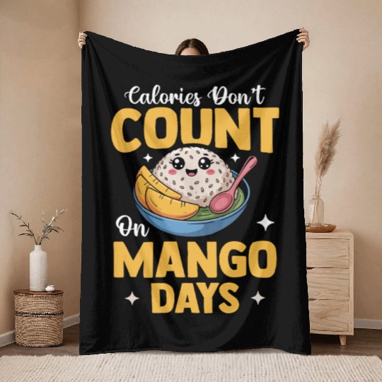 Mango Sticky Rice Thai Street Food Throw Blankets