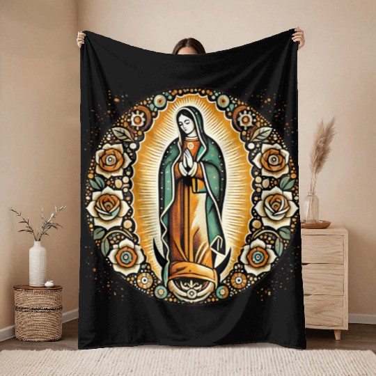 Our Lady of Guadalupe Mother Mary Art Throw Blankets
