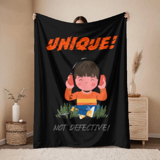 Unique Not Defective Autism Advocacy Throw Blankets