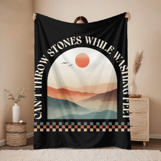 Canyon Sunset Inspirational Can't Throw Stones Throw Blankets