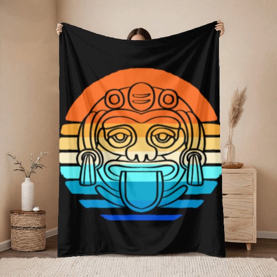 Mayan And Aztec Symbols Indigenous Tribe Throw Blankets