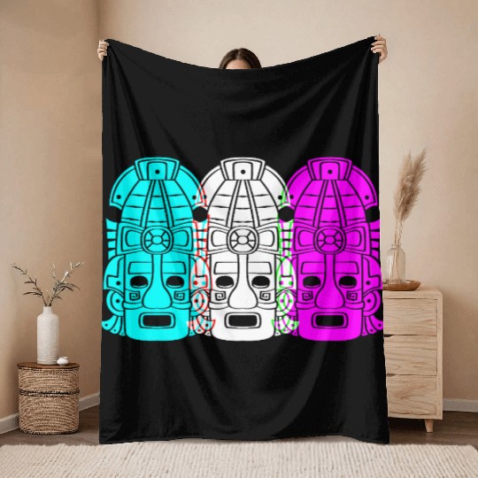 Mayan And Aztec Symbol Aztec Inca Throw Blankets
