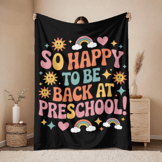 Funny Back to School Preschool Teacher Throw Blankets