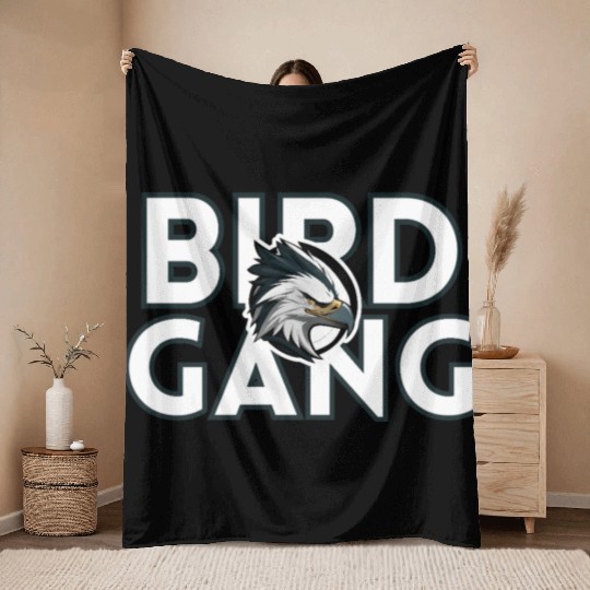 Eagle Head Bird Gang Logo Design Throw Blankets