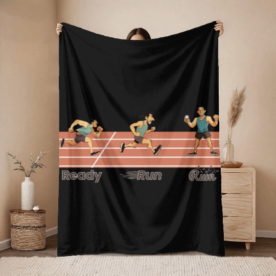 Runners Race Day, Daily Training, Ready Run Rum Throw Blankets
