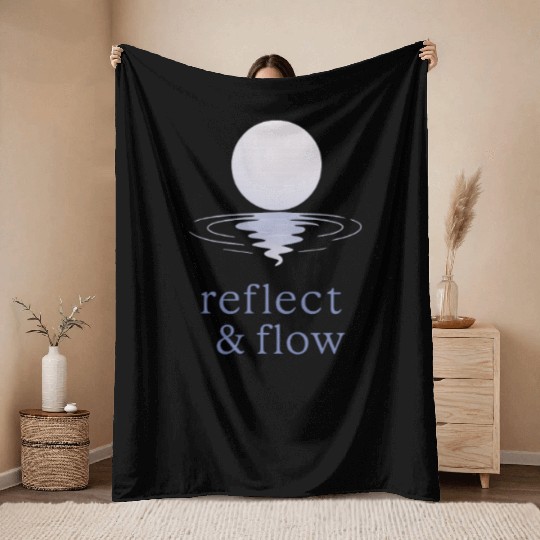 Reflect & Flow – Moon and Water Minimal Design Throw Blankets