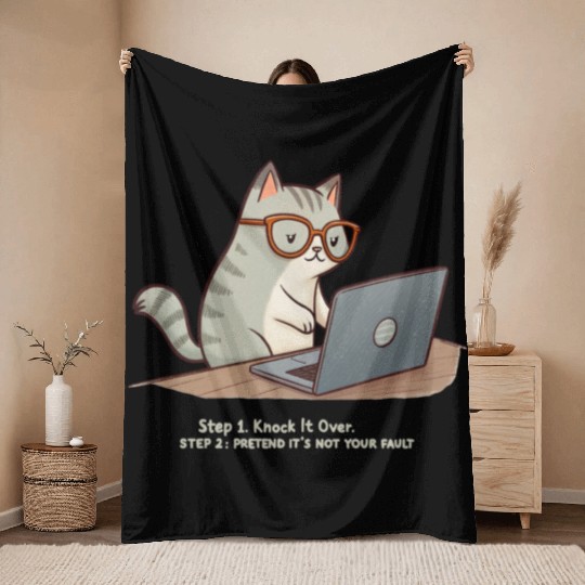 Keyboard Warrior Cat Throw Blankets