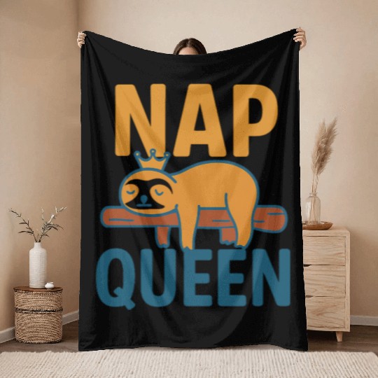 Sleepy Sloth Crown Throw Blankets Design