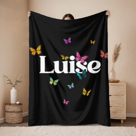 LUISE - beautiful girl name with cute butterflies Throw Blankets