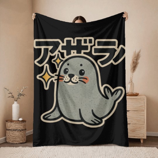 Cute Seal Japanese Throw Blankets