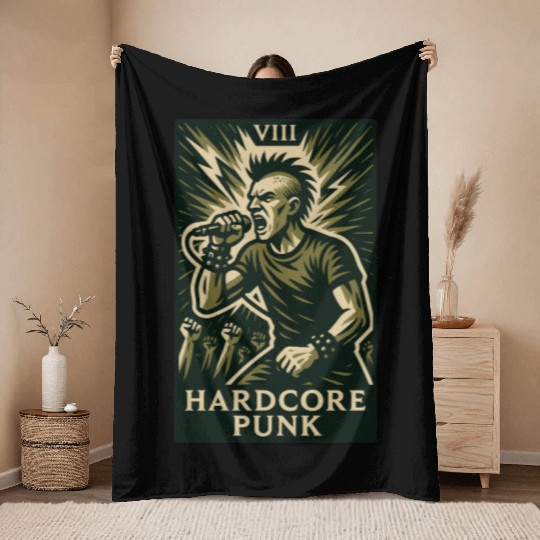 Hardcore Punk (Card VIII) Throw Blankets