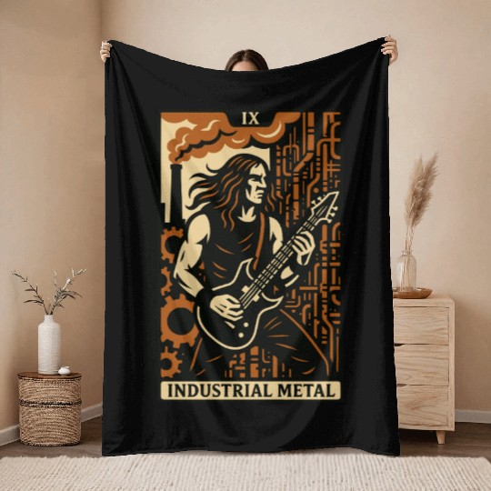Industrial Metal (Card IX) Throw Blankets