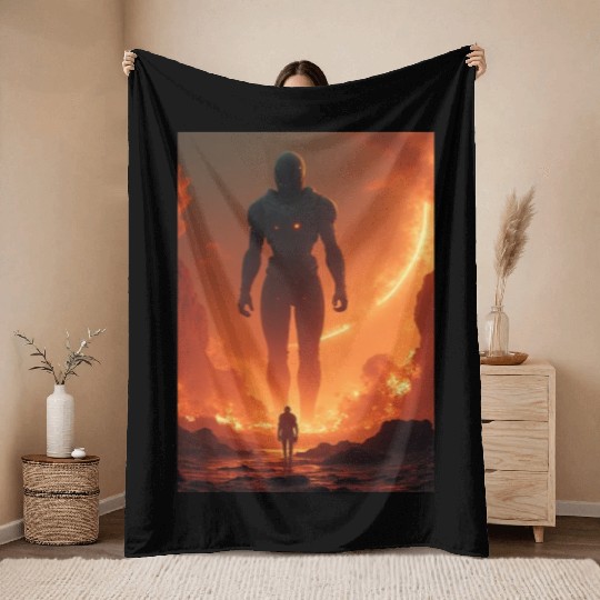 Giant Alien Overwatch Scene Throw Blankets
