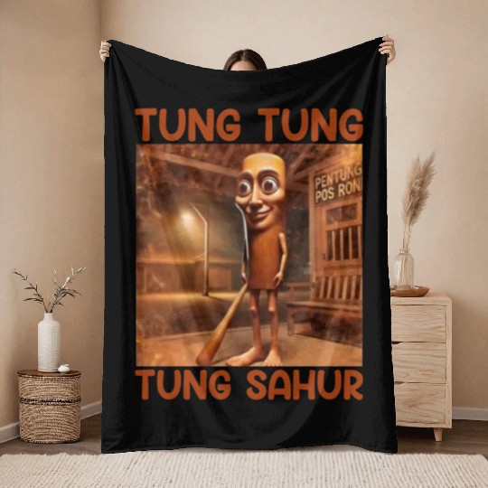ung Tung Tung Sahur – Viral Sahur Meme Throw Blankets