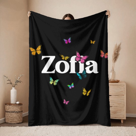 ZOFIA - beautiful girl name with cute butterflies Throw Blankets