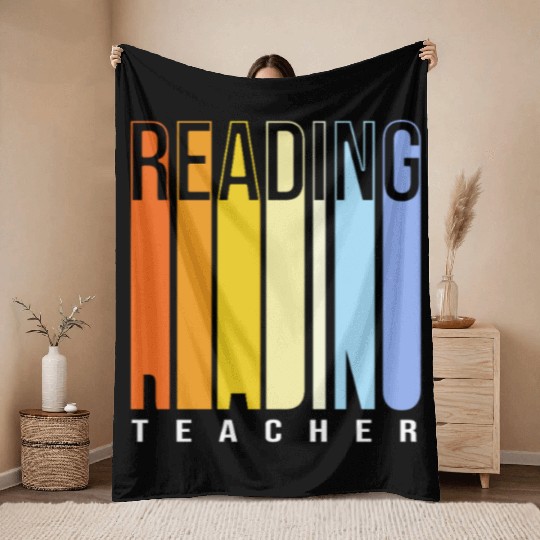 Back To School Reading Teacher Throw Blankets