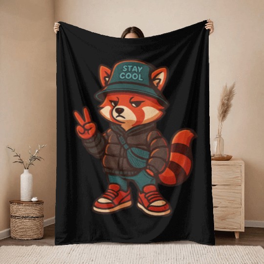 Cool Streetwear Platypus Cartoon Mascot Throw Blankets