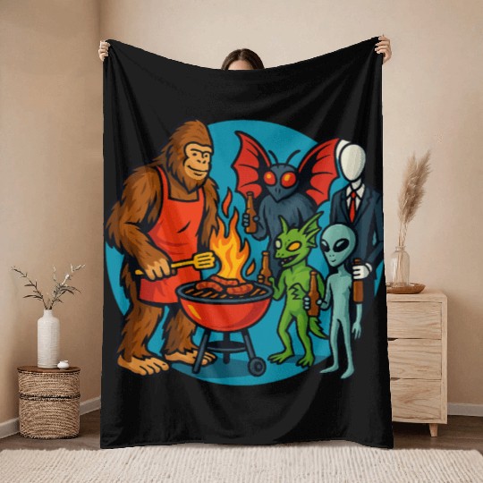 Cryptid Cookout Throw Blankets