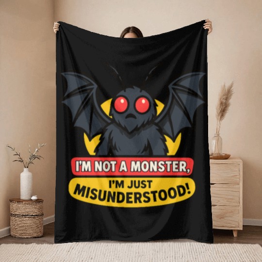 Misunderstood Mothman Throw Blankets