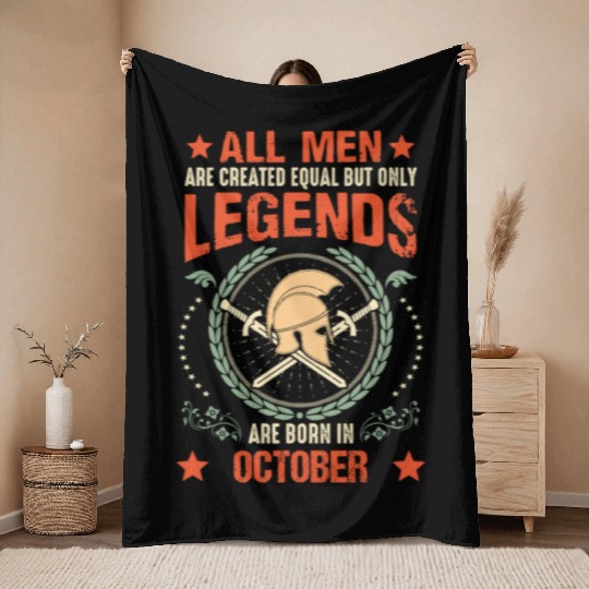 Sparta Legend Born in October Throw Blankets
