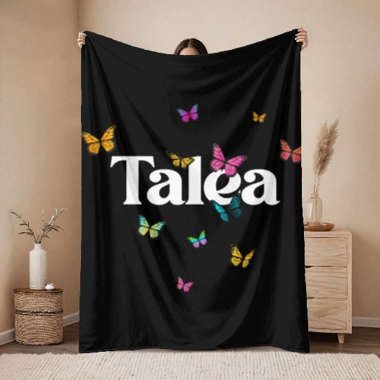 TALEA - beautiful girl name with cute butterflies Throw Blankets