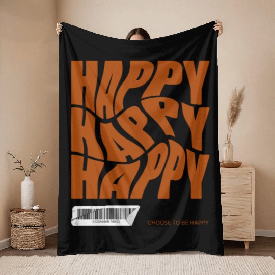 Choose Happy Throw Blankets