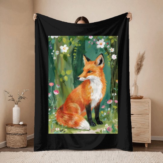 Red Fox Throw Blankets