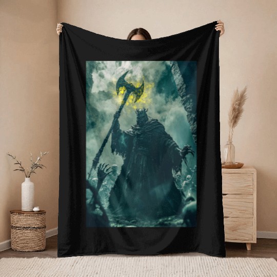 Dark Necromancer Rises Throw Blankets