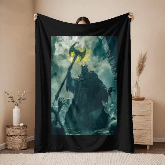 Dark Necromancer Rises Throw Blankets