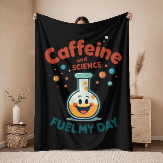 Caffeine and Science Throw Blankets