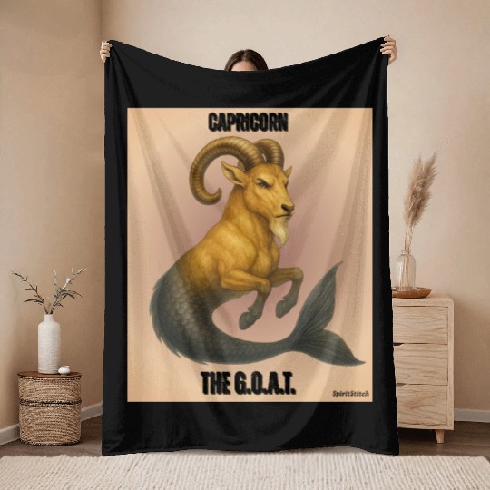Capricorn The Mythical Sea Goat Throw Blankets