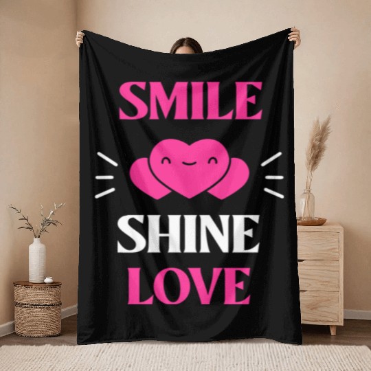 Cute Heart Smile Face Design Throw Blankets