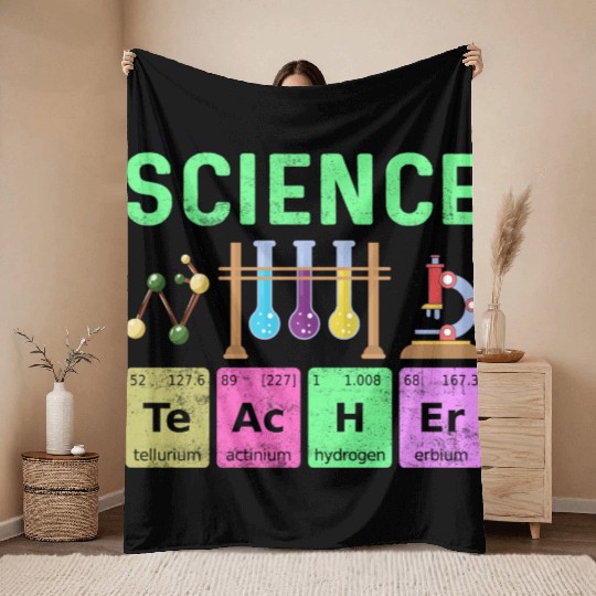 Science Art Teacher - Colorful Periodic Table Throw Blankets