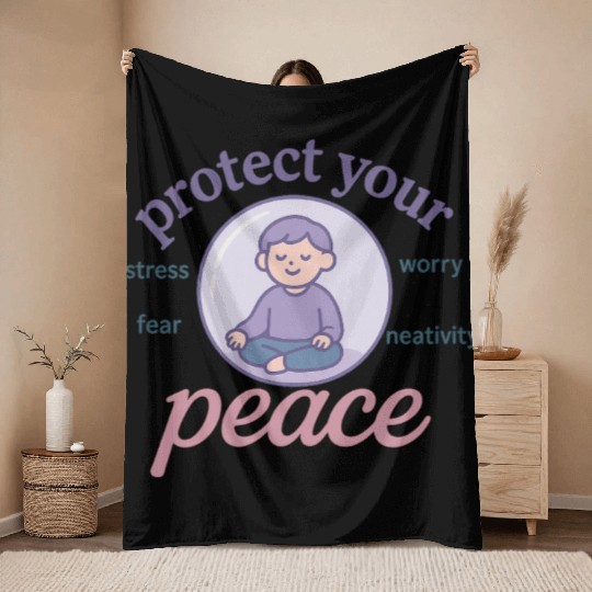 Serene Peaceful Meditation Design Throw Blankets
